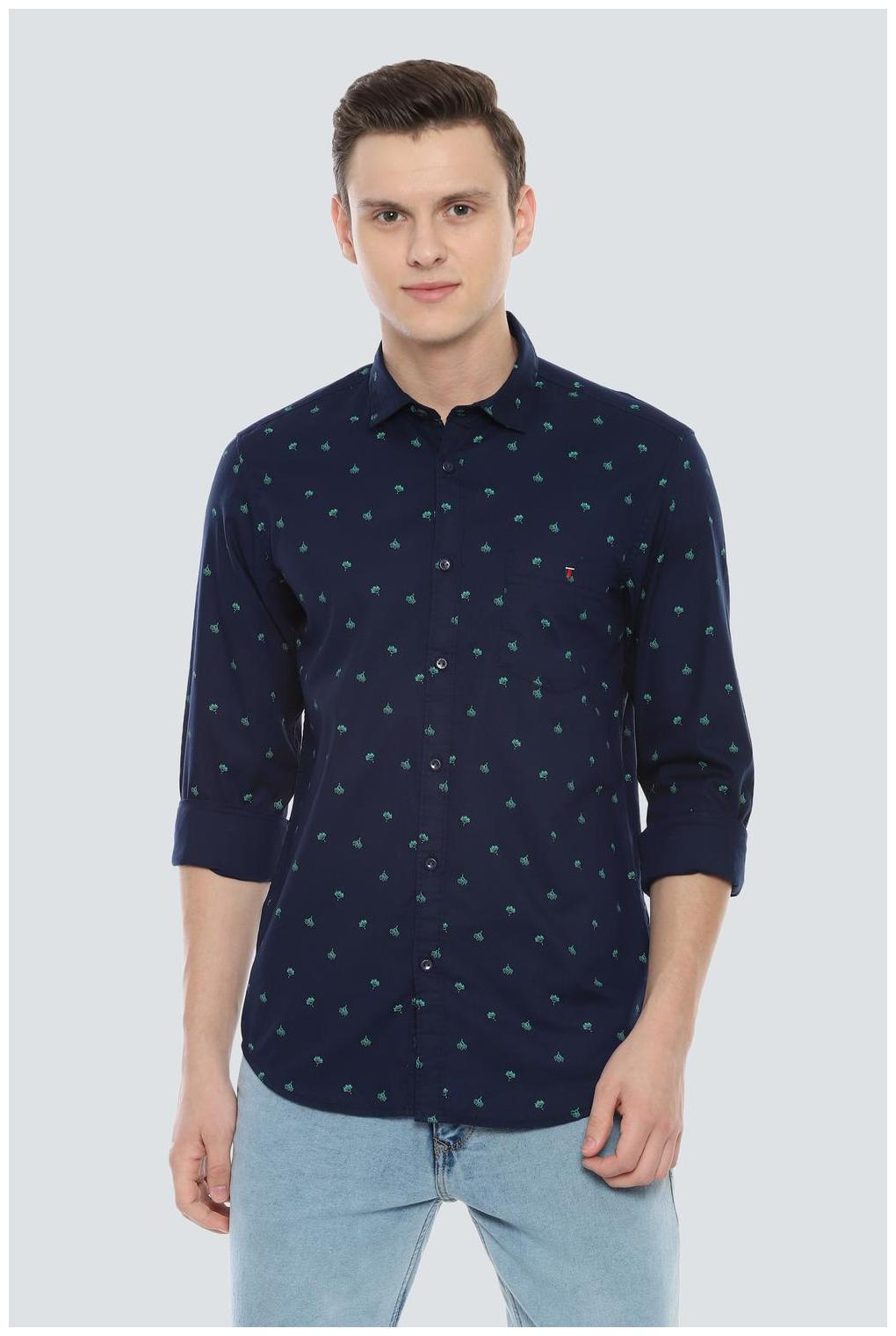 

Louis Philippe Men Blue Printed Super Slim Fit Casual Shirt