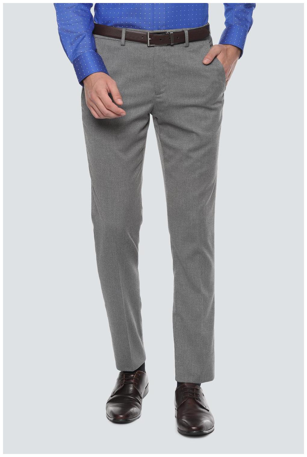 

Louis Philippe Men Textured Slim Fit Formal Trouser - Grey