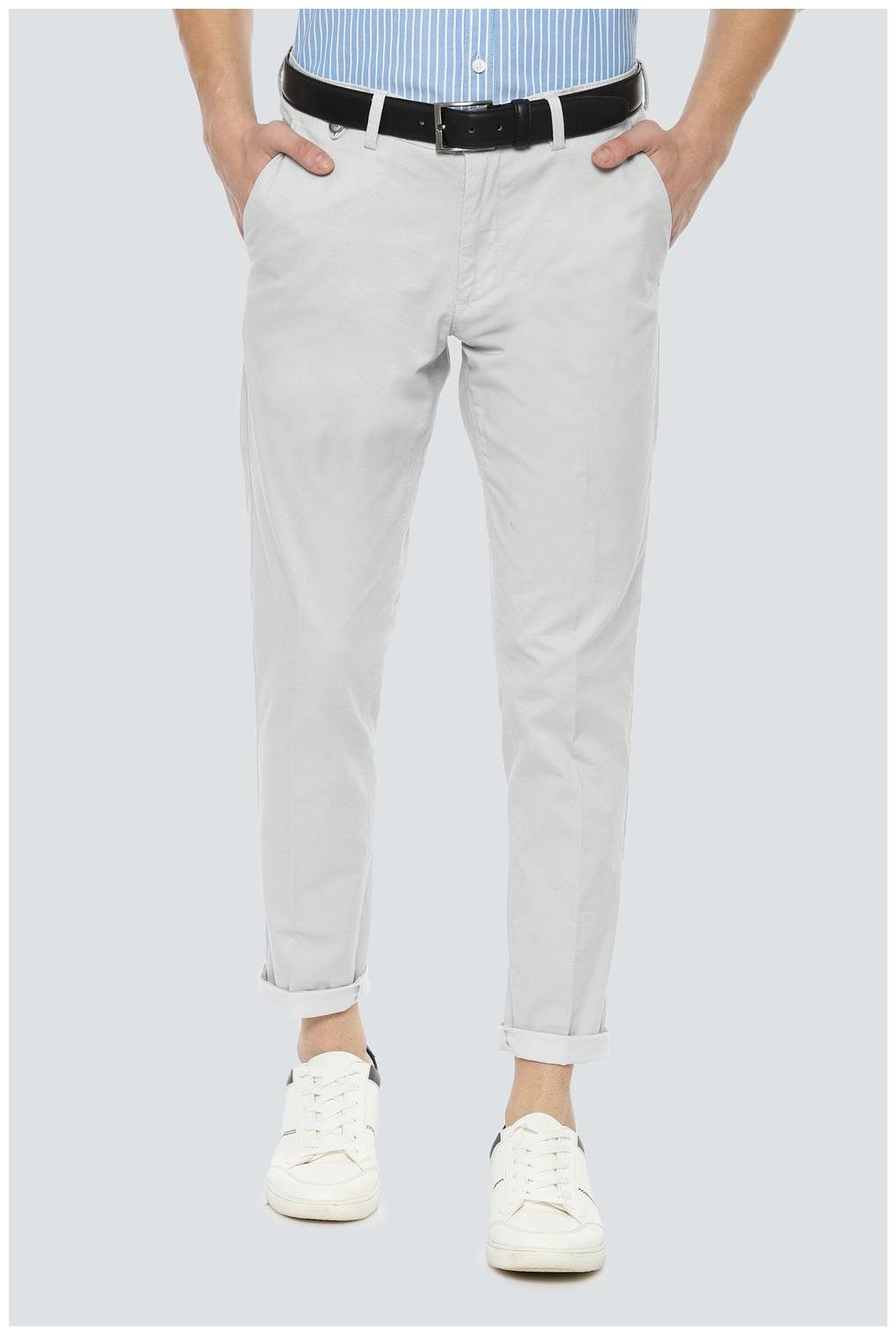 

Louis Philippe Men Grey Textured Slim fit Regular trousers