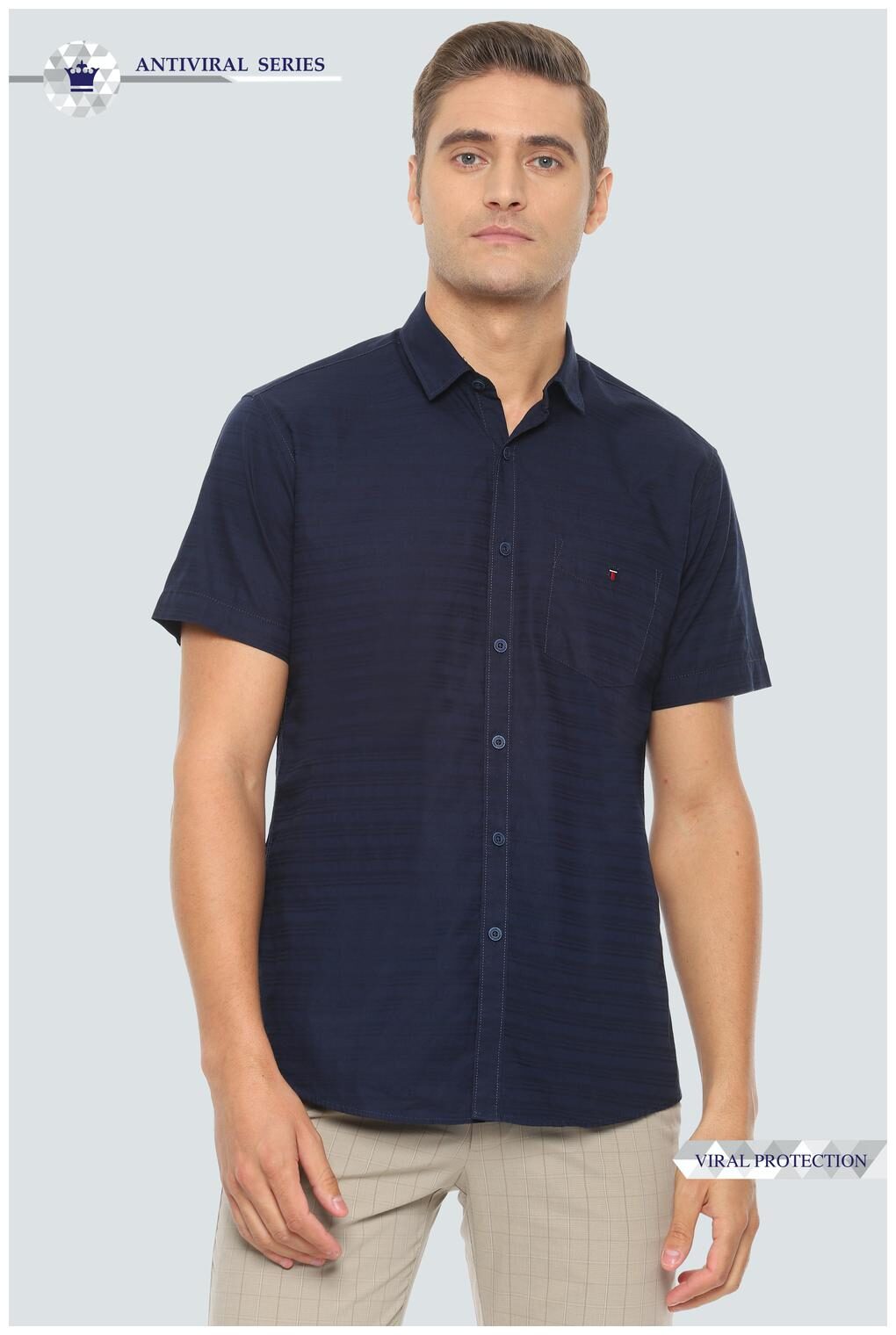 

Louis Philippe Men Navy Blue Horizontal Stripes Slim Fit Casual Shirt
