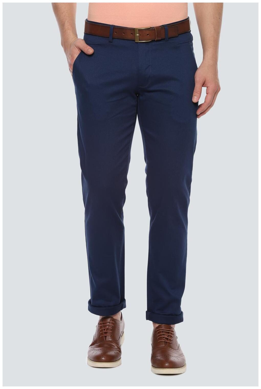 

Louis Philippe Men Blue Solid Slim fit Regular trousers