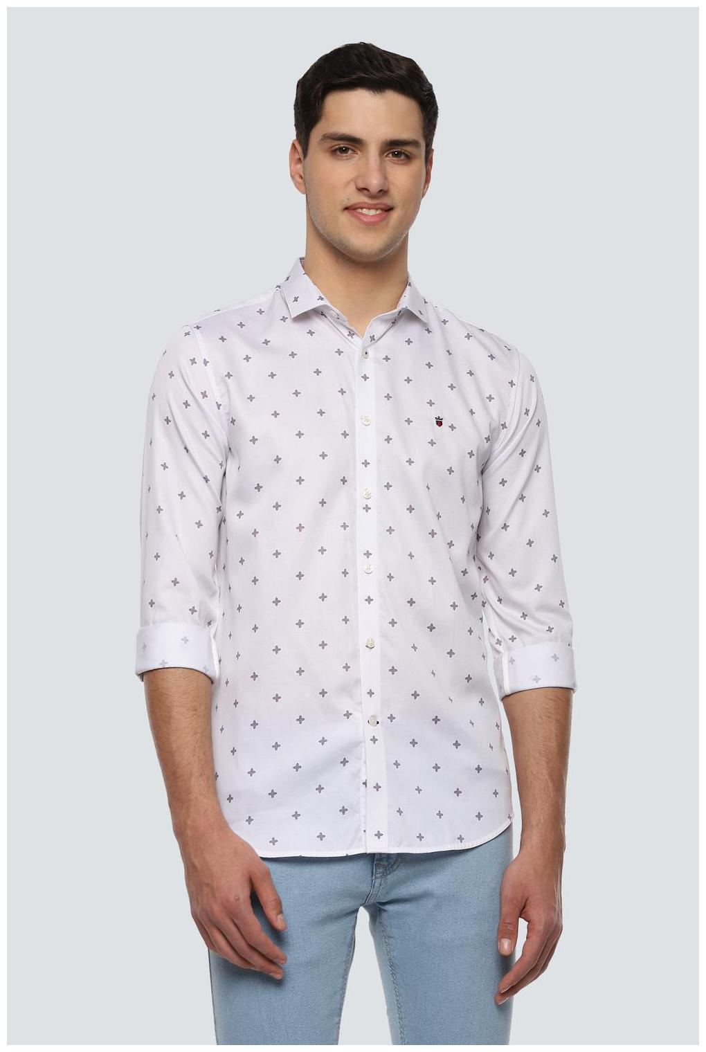 

Louis Philippe Men White Printed Super Slim Fit Casual Shirt