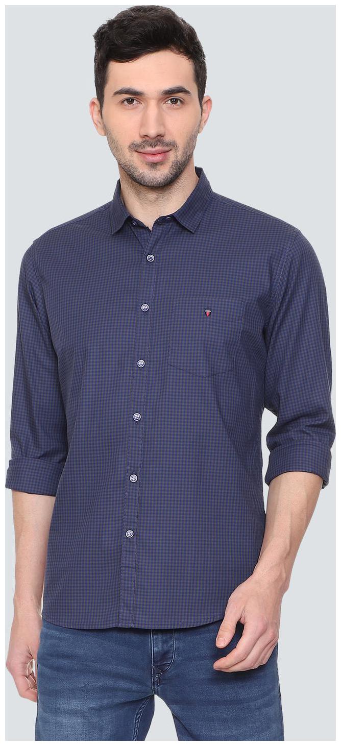 

Louis Philippe Men Blue Checked Slim Fit Casual Shirt