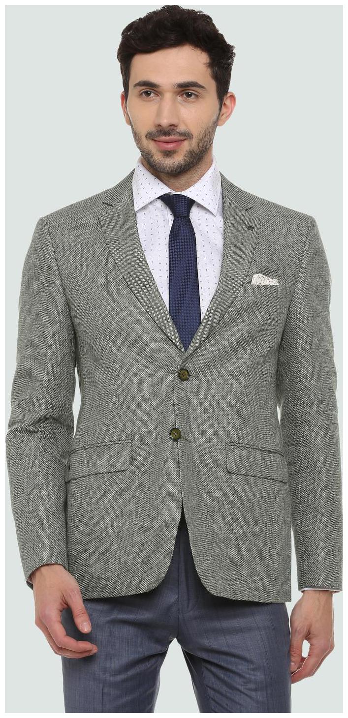 

Louis Philippe Men Grey Textured Slim fit Single Breasted Blazer