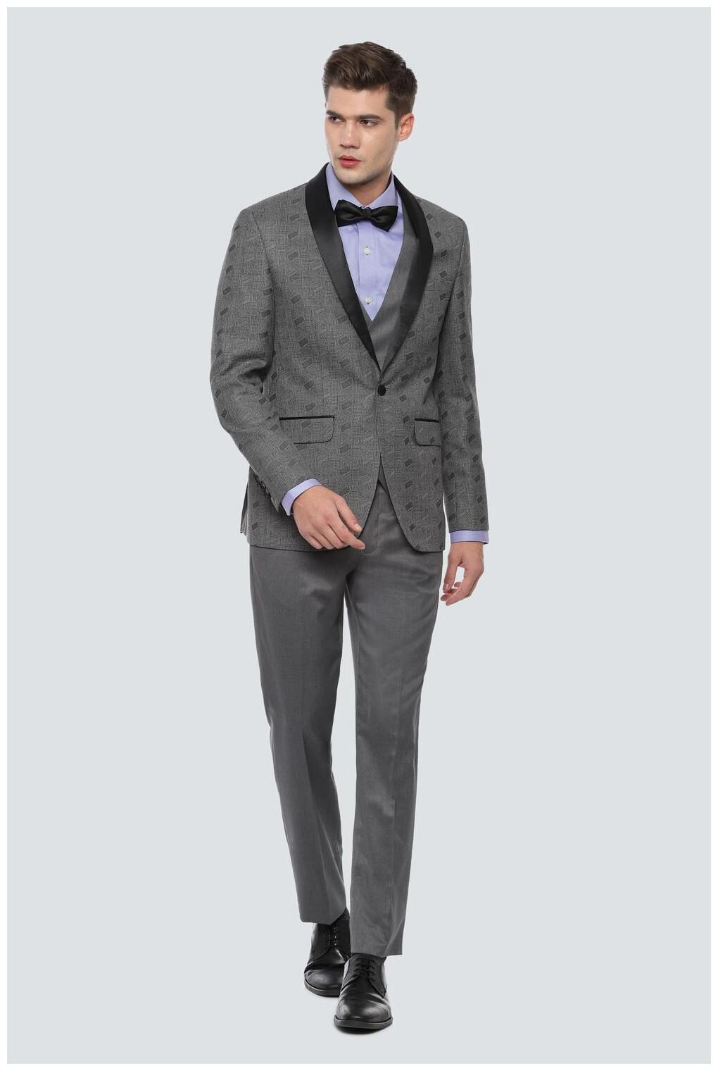 

Louis Philippe Blended Men Grey Single Breasted Suit