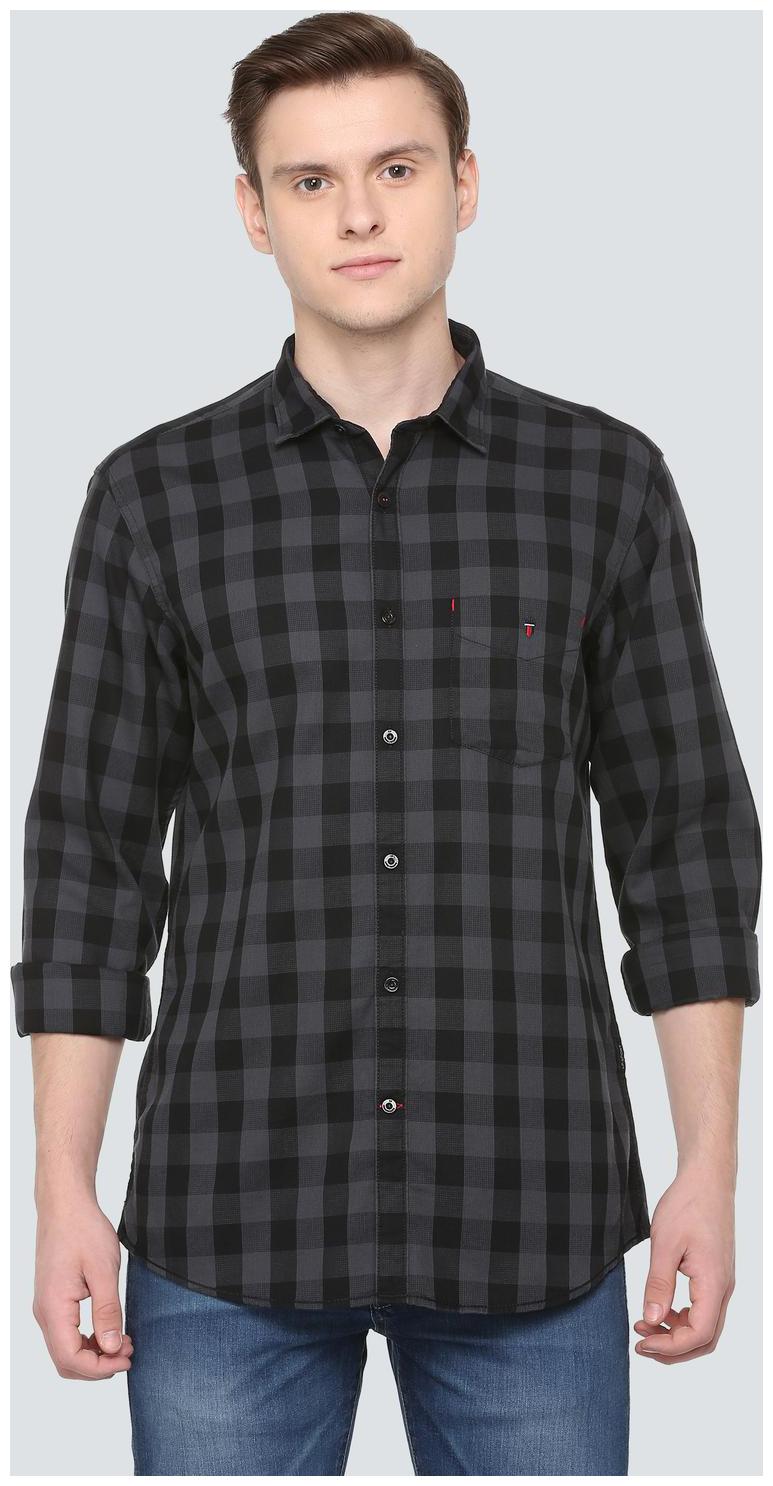 

Louis Philippe Men Black Checked Slim Fit Casual Shirt