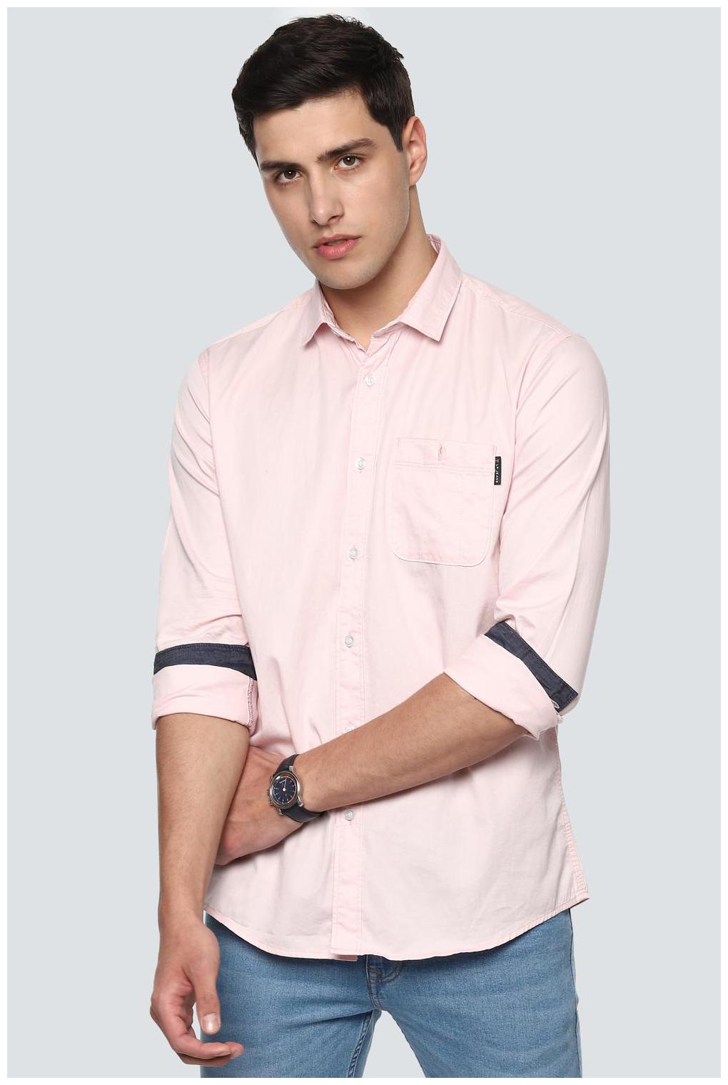 

Louis Philippe Men Pink Solid Slim Fit Casual Shirt