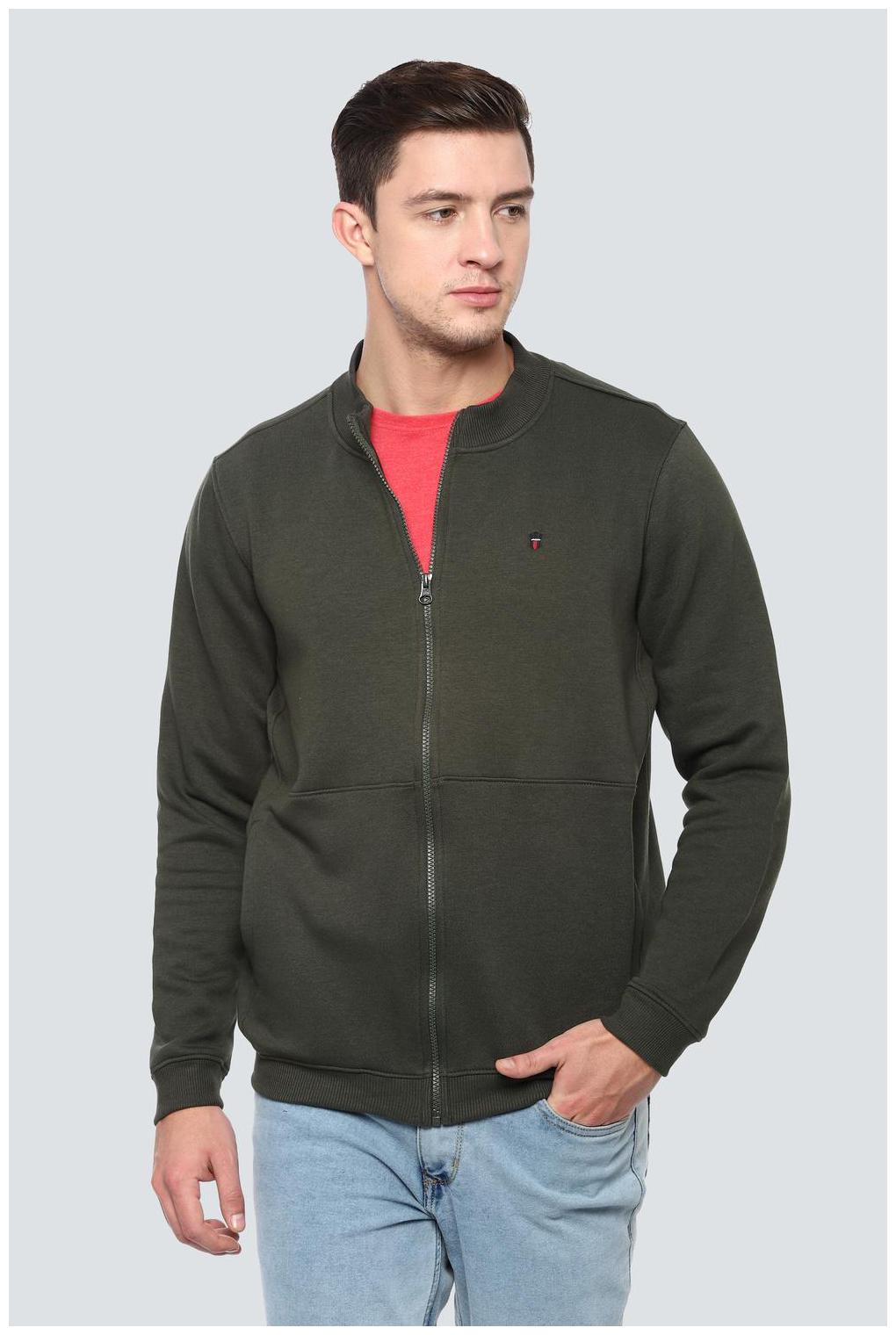 

Louis Philippe Men Green High neck Sweatshirt