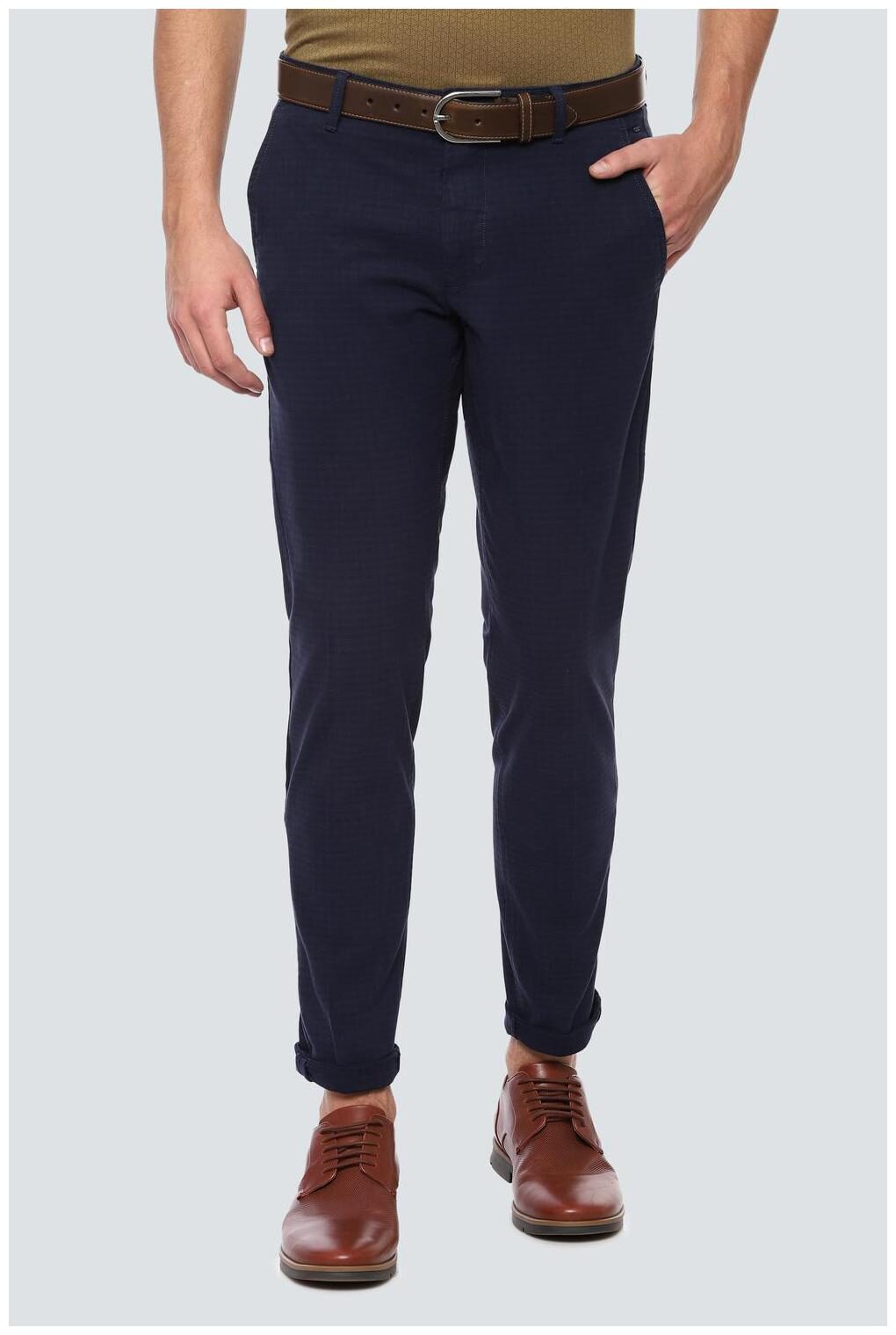

Louis Philippe Men Blue Checked Slim fit Regular trousers