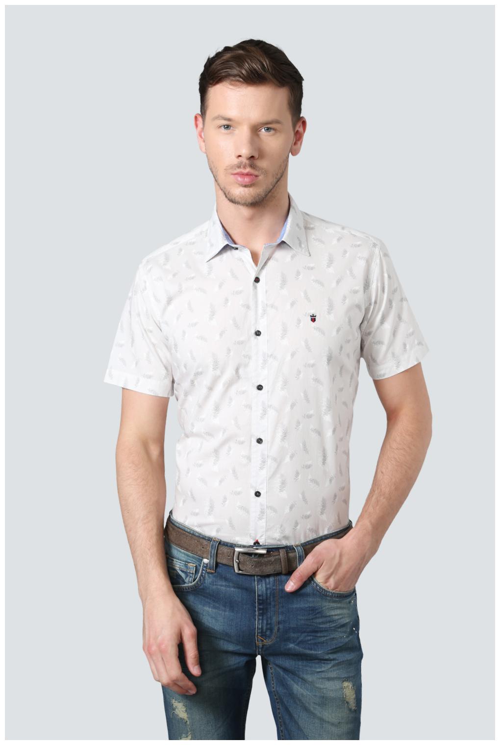 

Louis Philippe Men Grey Printed Slim Fit Casual Shirt
