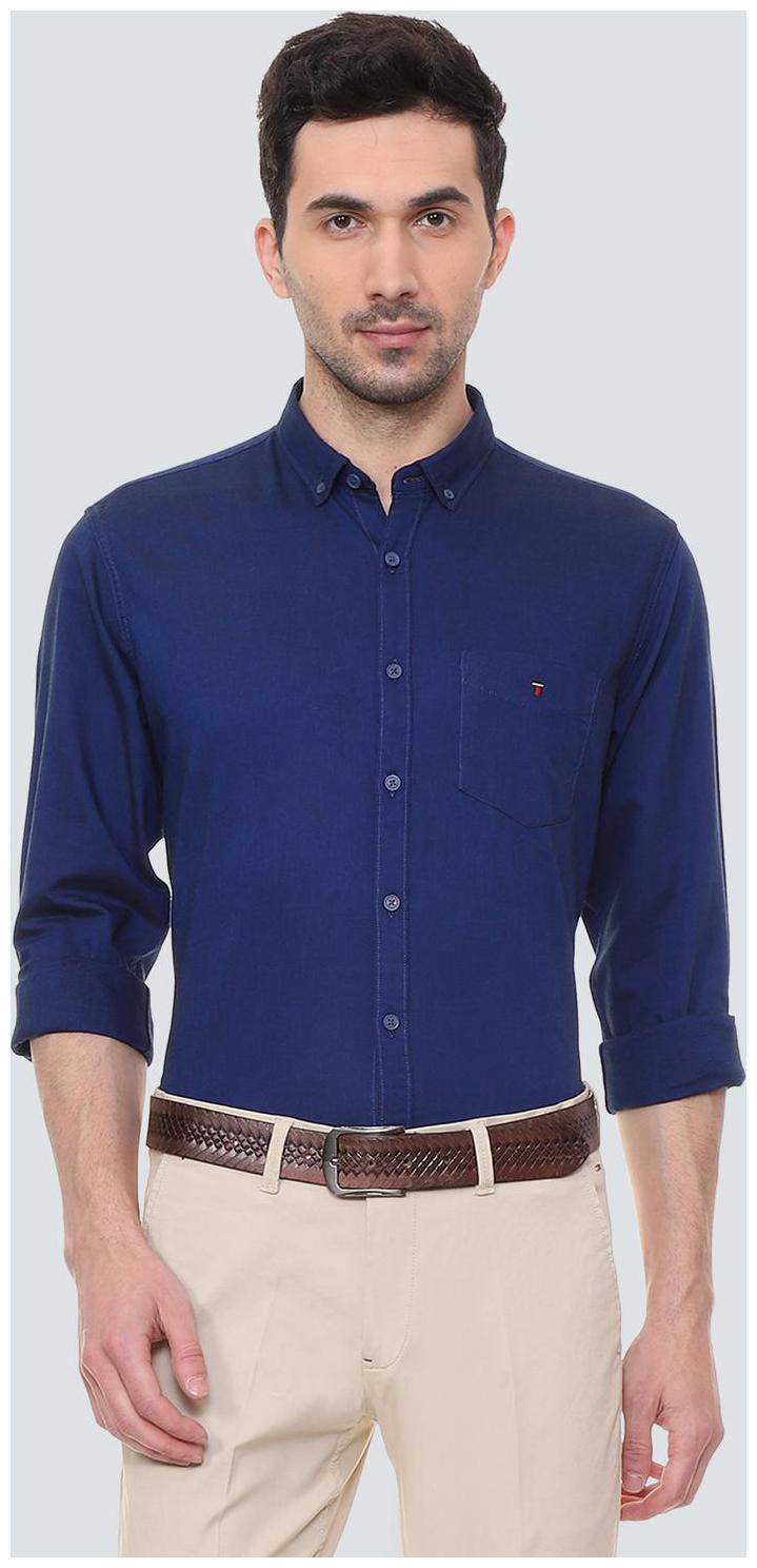 

Louis Philippe Men Blue Weaved Slim Fit Casual Shirt