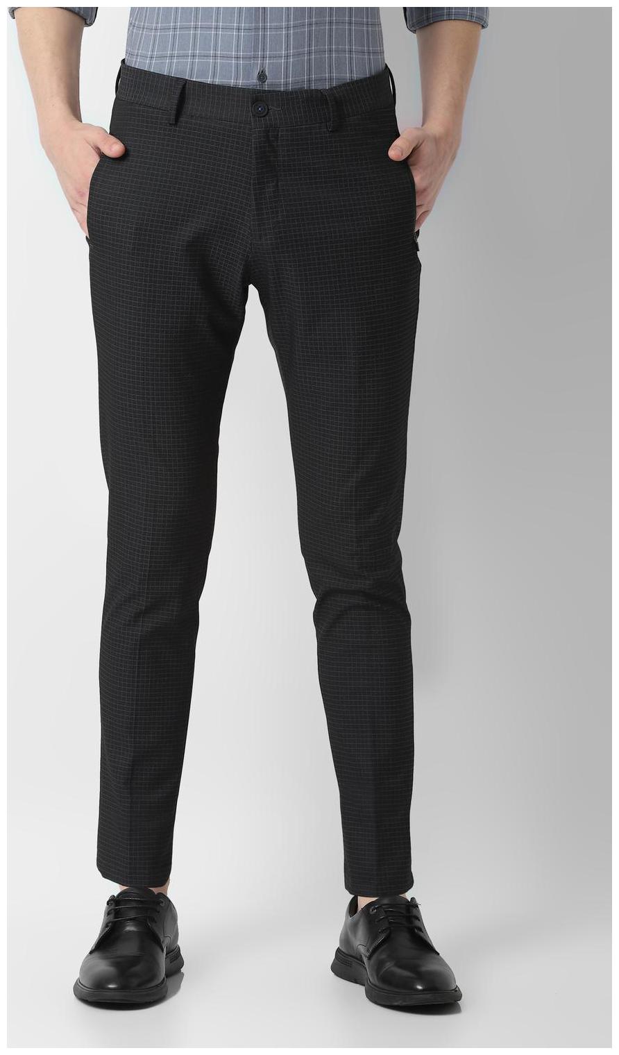 

Louis Philippe Men Grey Checked Slim fit Regular trousers