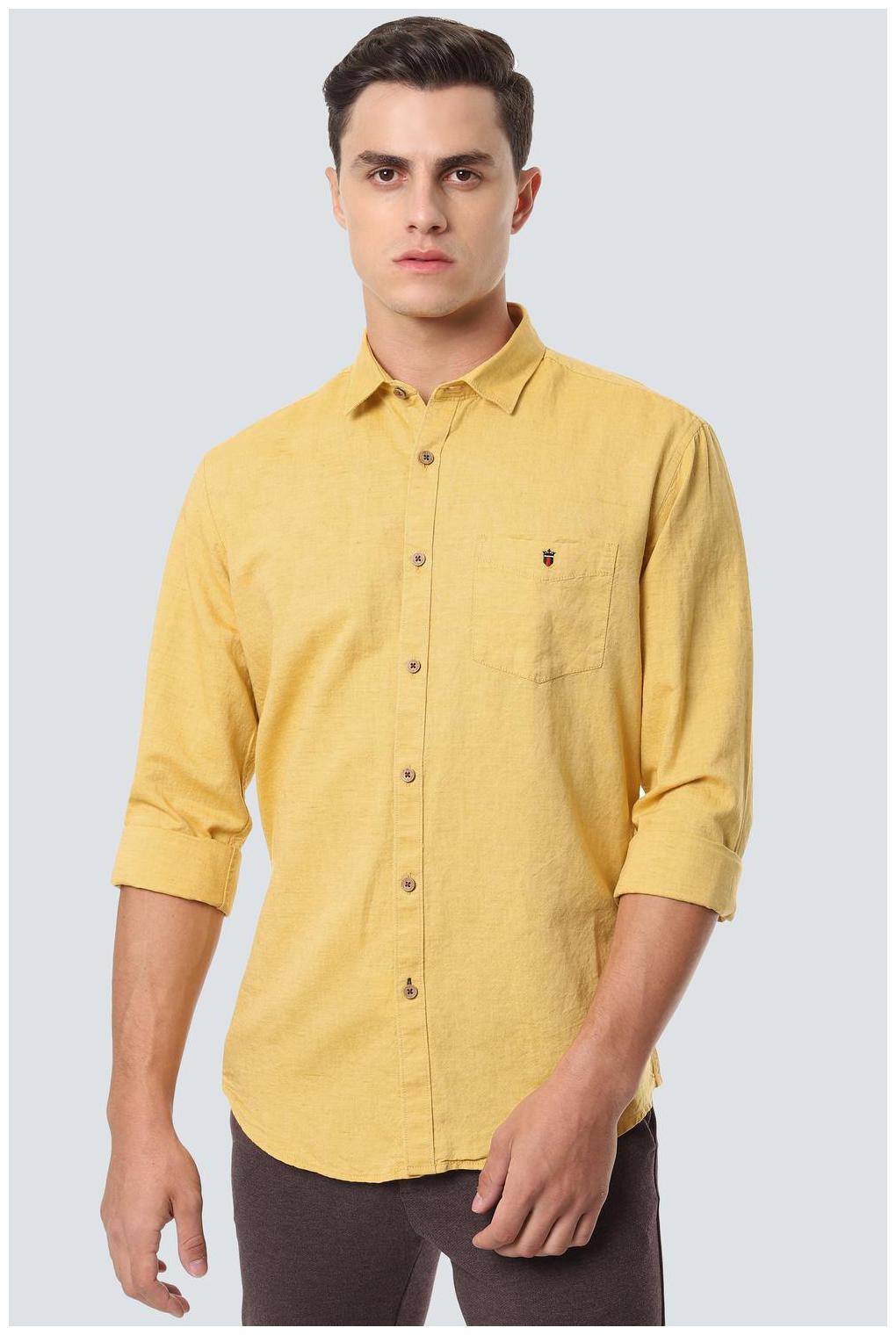 

Louis Philippe Men Yellow Solid Slim Fit Casual Shirt