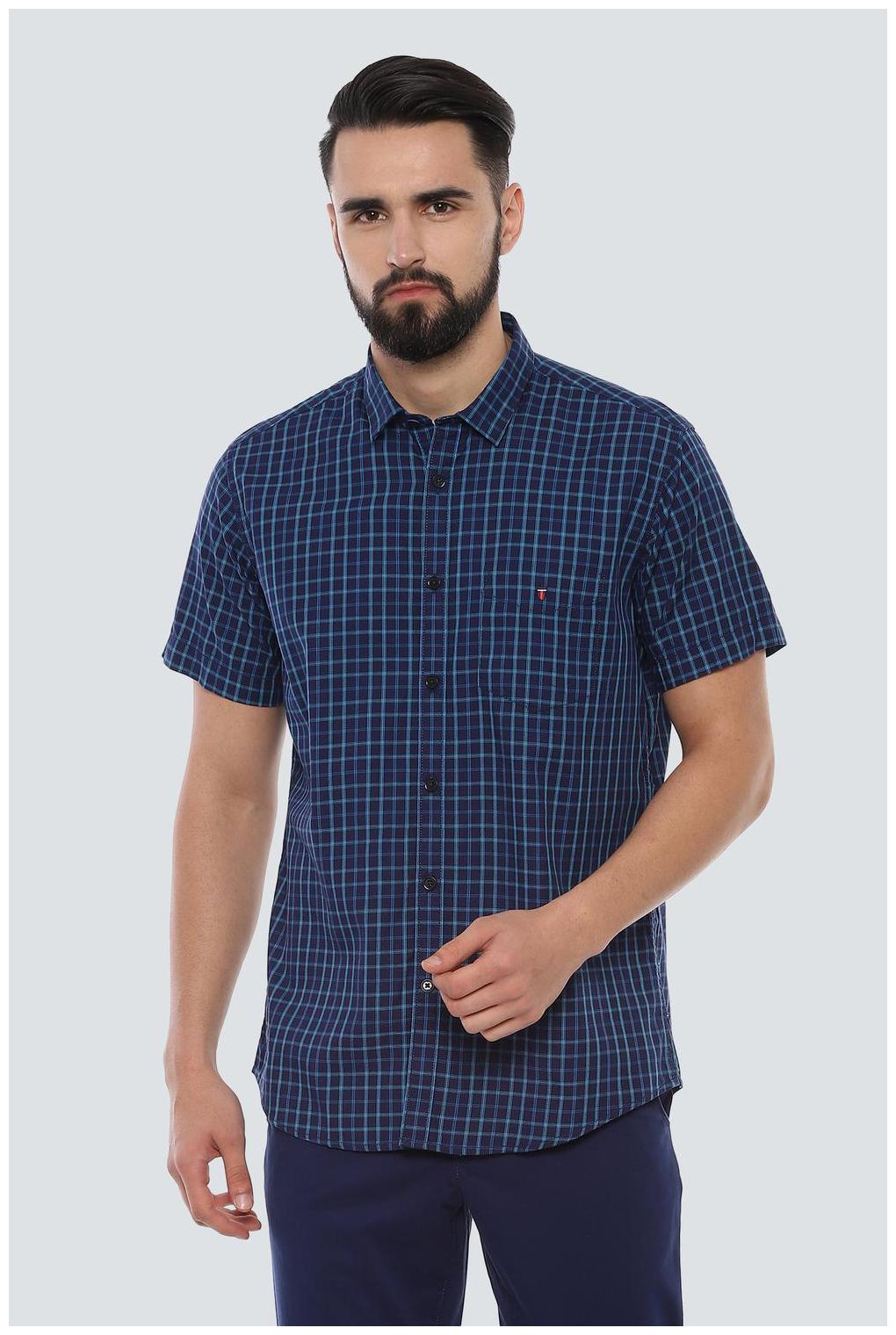 

Louis Philippe Men Blue Checked Slim Fit Casual Shirt