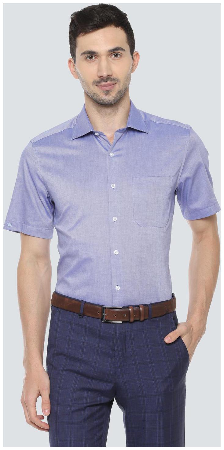 

Louis Philippe Men Blue Weaved Regular Fit Casual Shirt