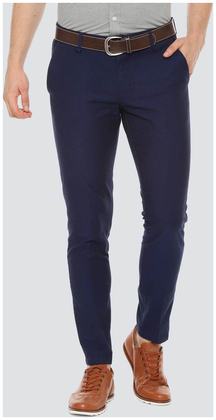 

Louis Philippe Men Blue Solid Slim fit Regular trousers