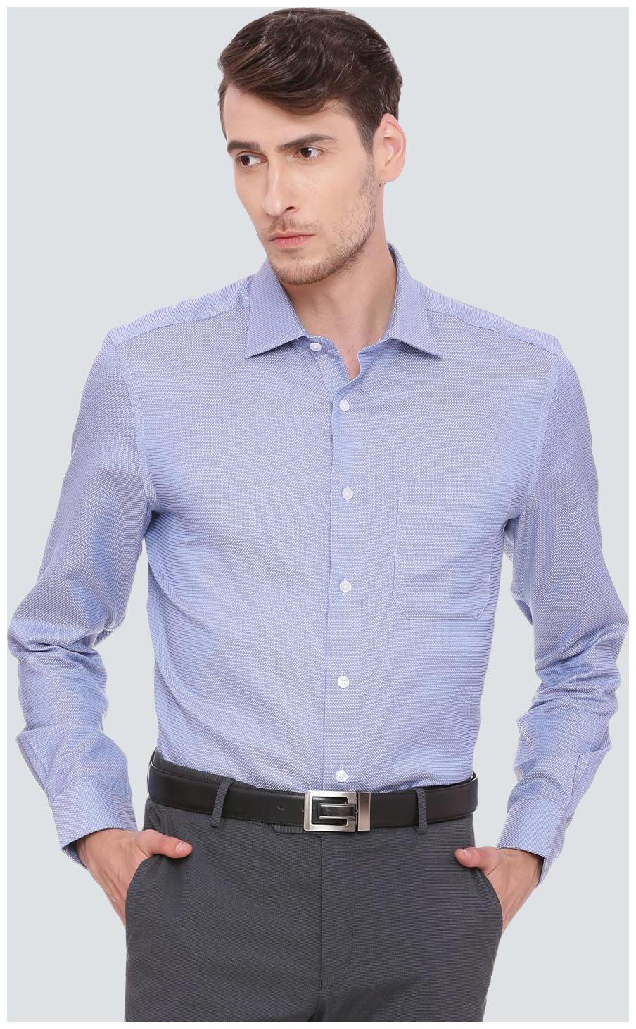 

Louis Philippe Men Blue Weaved Regular Fit Casual Shirt