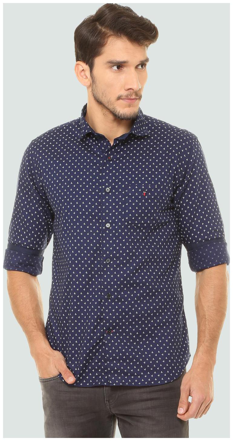 

Louis Philippe Men Blue Printed Super Slim Fit Casual Shirt