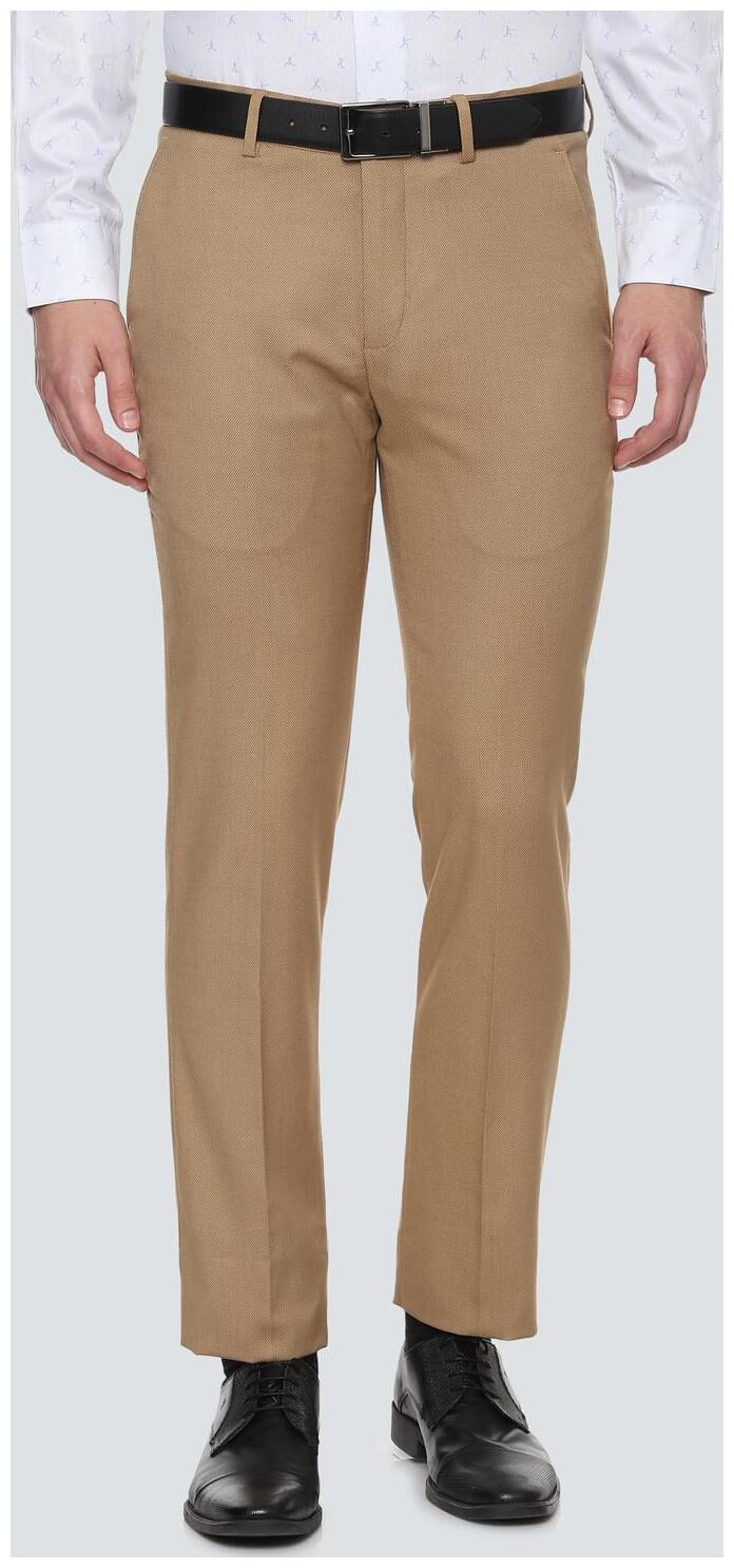 

Louis Philippe Men Textured Slim Fit Formal Trouser - Beige