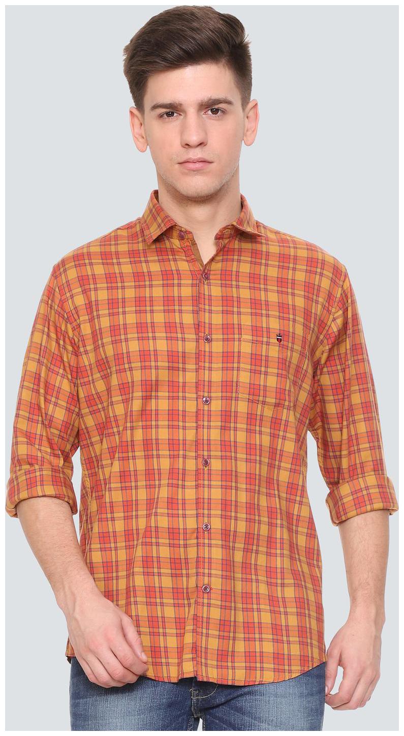 

Louis Philippe Men Orange Checked Slim Fit Casual Shirt