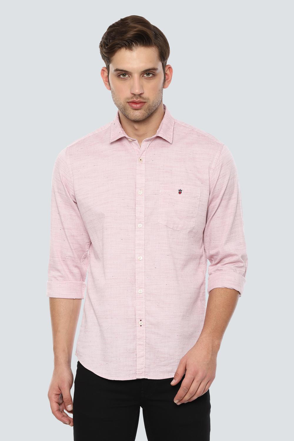 

Louis Philippe Men Pink Weaved Slim Fit Casual Shirt