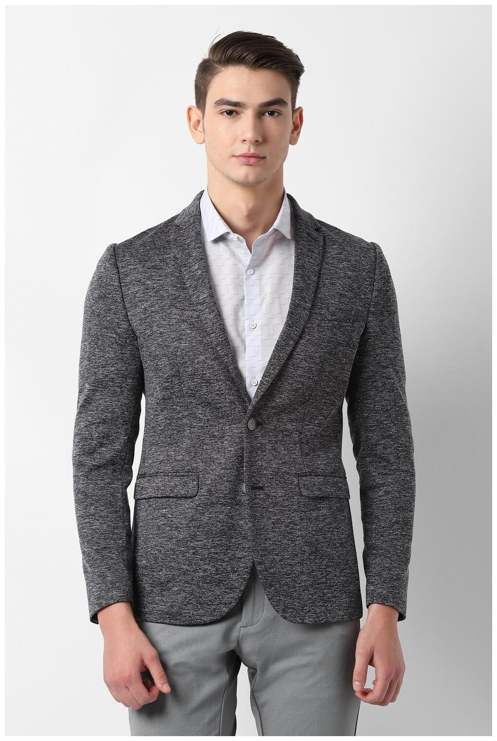 

Louis Philippe Men Grey Textured Super slim fit Single Breasted Blazer