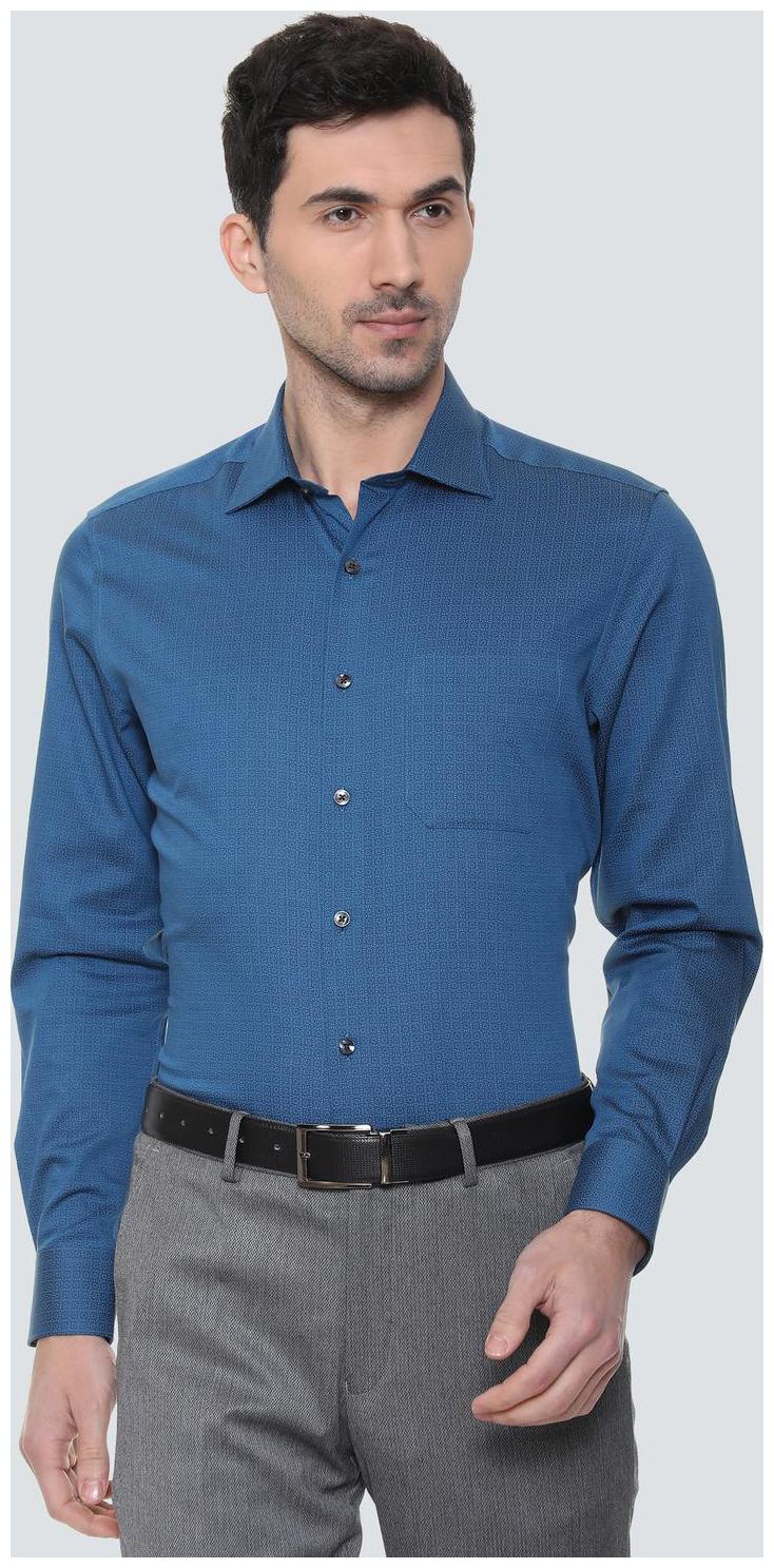 

Louis Philippe Men Blue Weaved Regular Fit Casual Shirt