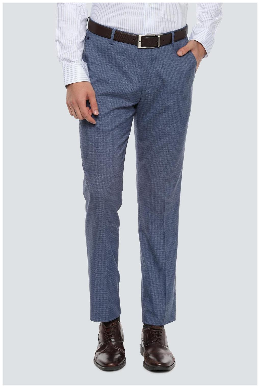 

Louis Philippe Men Textured Slim Fit Formal Trouser - Blue