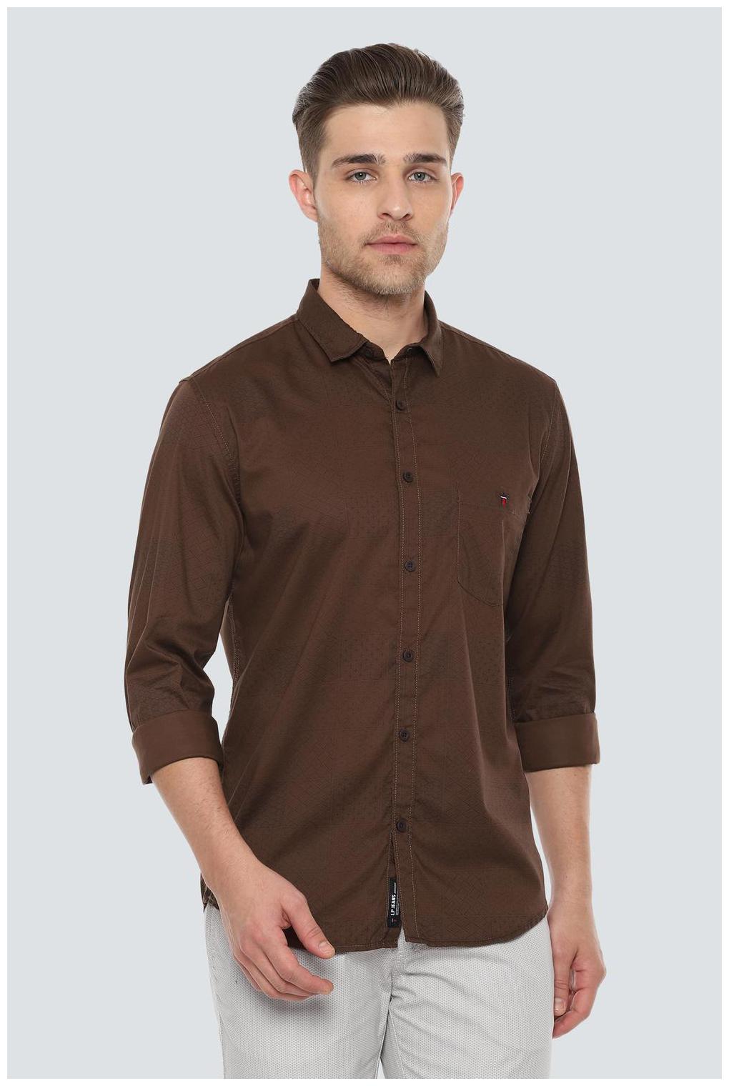 

Louis Philippe Men Brown Pinstrips Super Slim Fit Casual Shirt