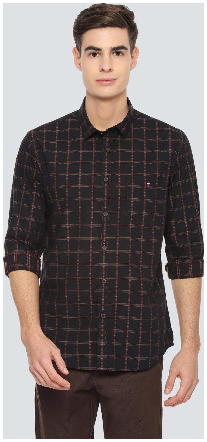 

Louis Philippe Men Black Checked Super Slim Fit Casual Shirt