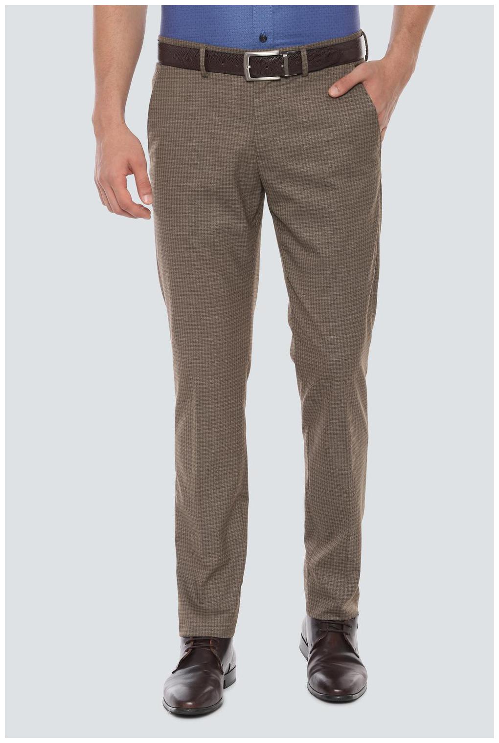 

Louis Philippe Men Checked Slim Fit Formal Trouser - Brown