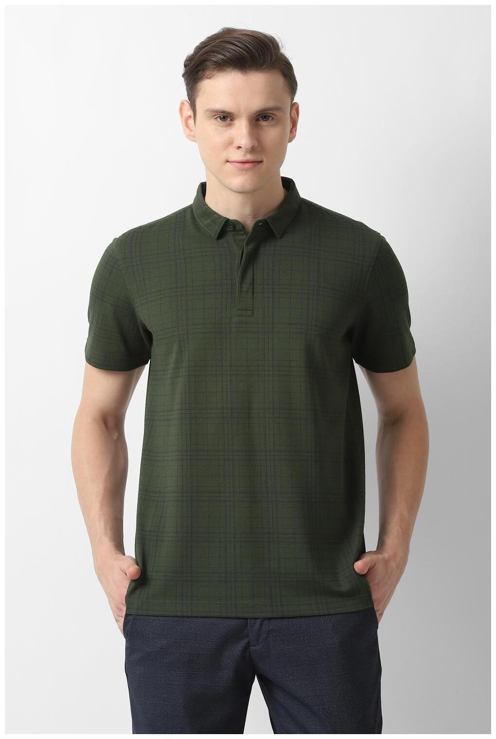 

Louis Philippe Men Green Slim fit Cotton Polo collar T-Shirt - Pack Of 1