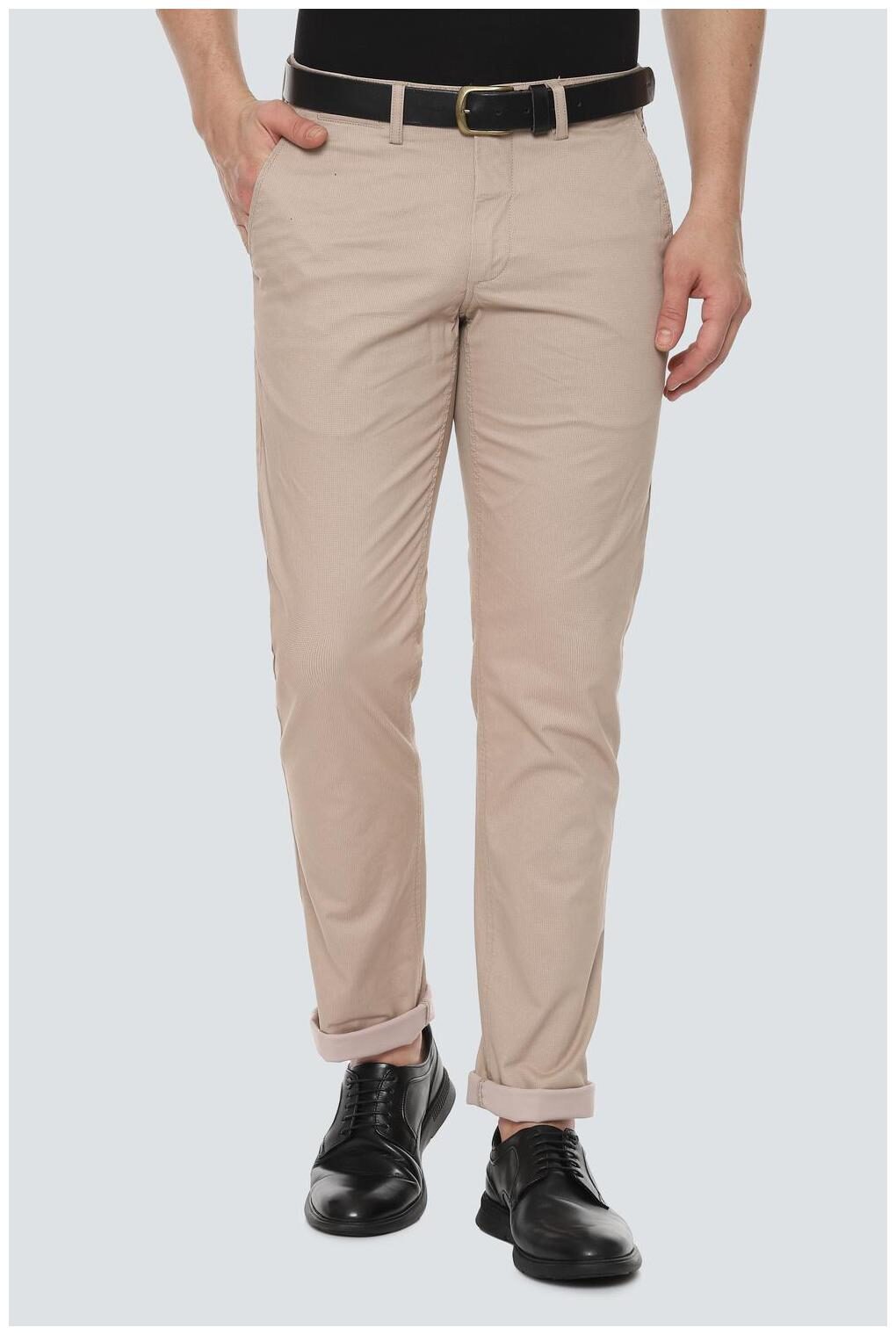 

Louis Philippe Men Beige Textured Slim fit Regular trousers