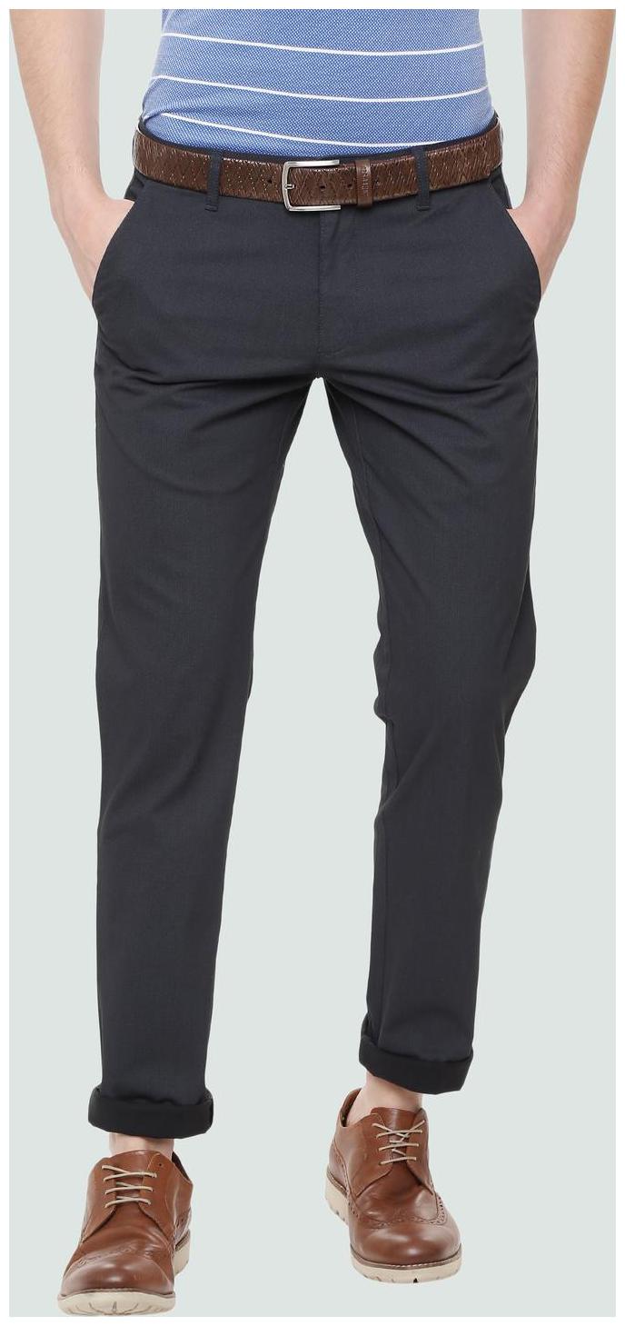 

Louis Philippe Men Blue Textured Slim fit Regular trousers