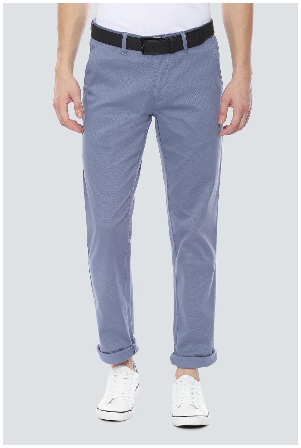 

Louis Philippe Men Blue Textured Slim fit Regular trousers