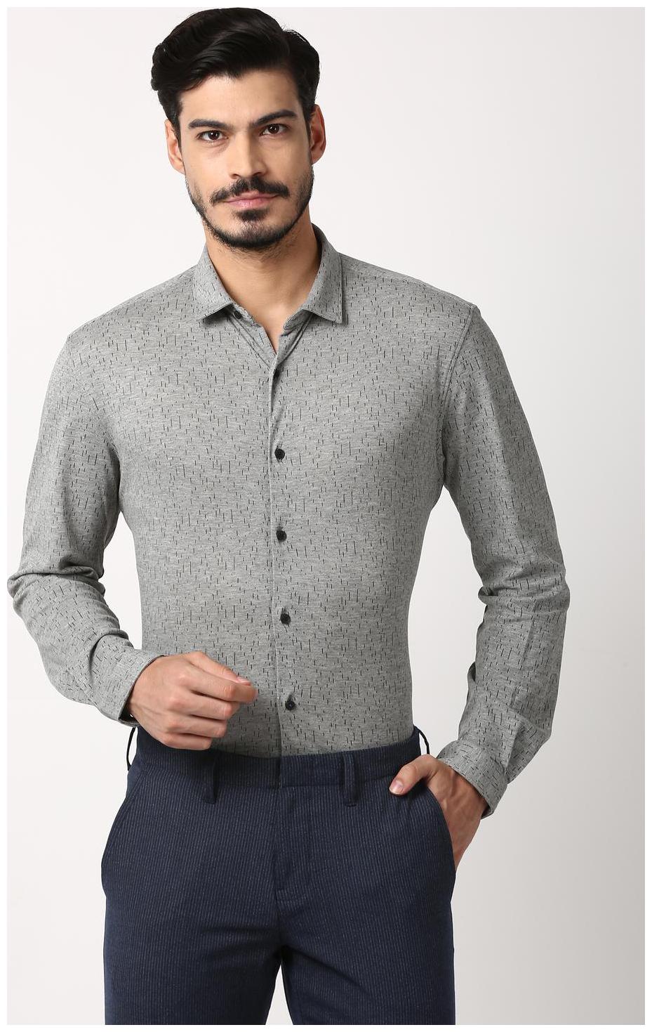 

Louis Philippe Men Grey Printed Slim Fit Casual Shirt