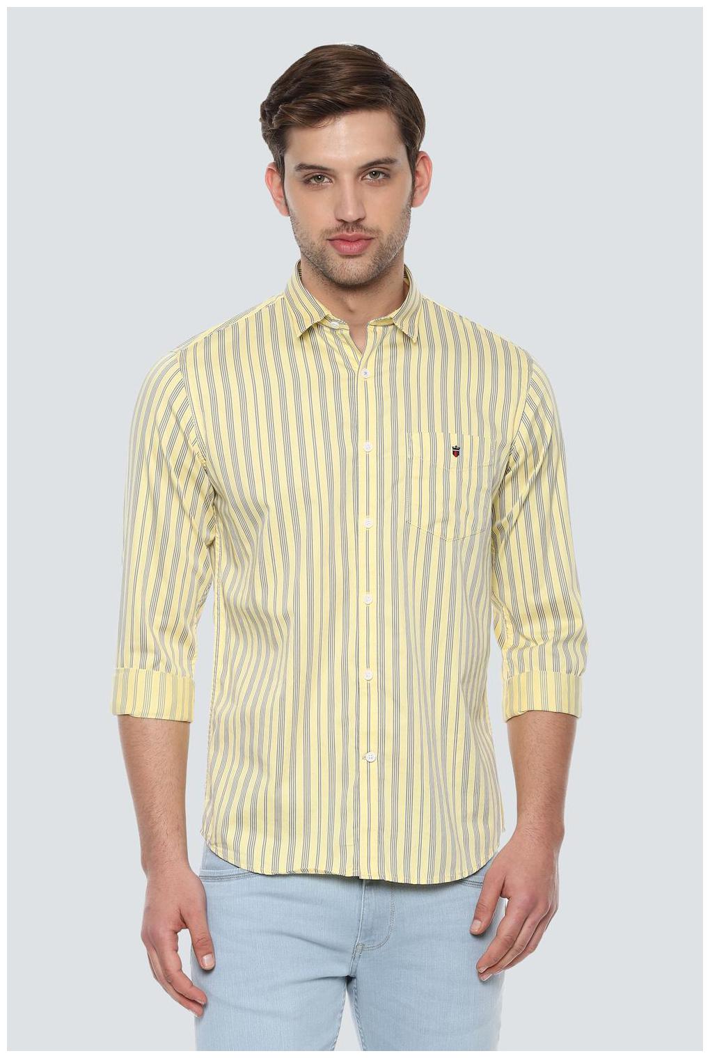 

Louis Philippe Men Yellow Vertical Stripes Super Slim Fit Casual Shirt