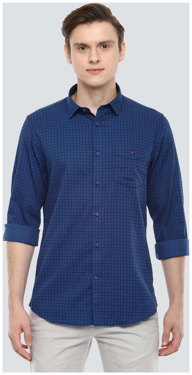 

Louis Philippe Men Blue Printed Super Slim Fit Casual Shirt