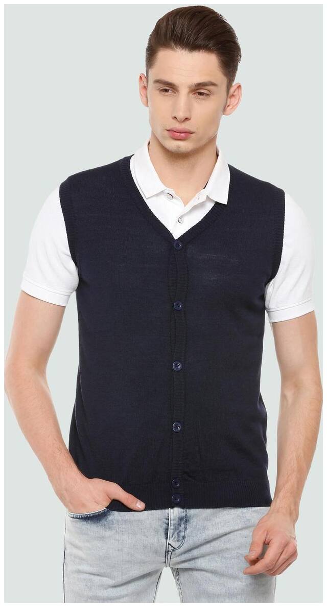 Louis Philippe Men Blue V neck Pullover