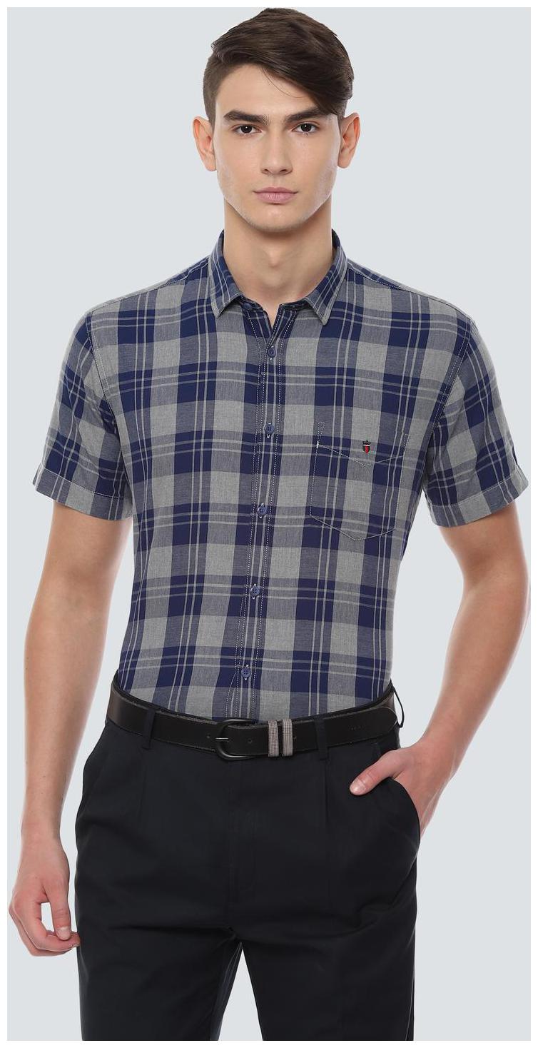 

Louis Philippe Men Grey Checked Slim Fit Casual Shirt
