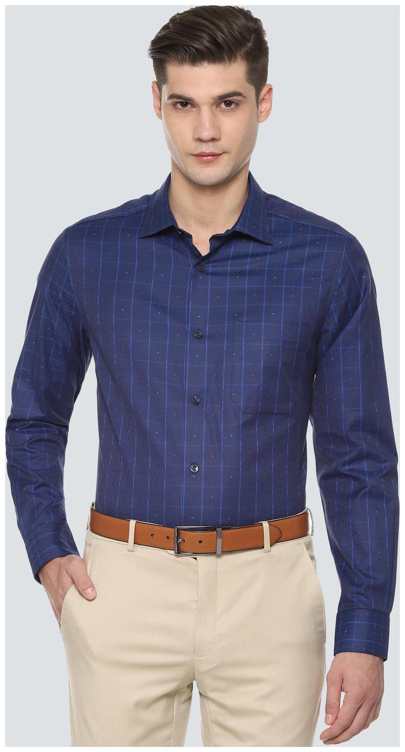 

Louis Philippe Men Blue Checked Regular Fit Casual Shirt