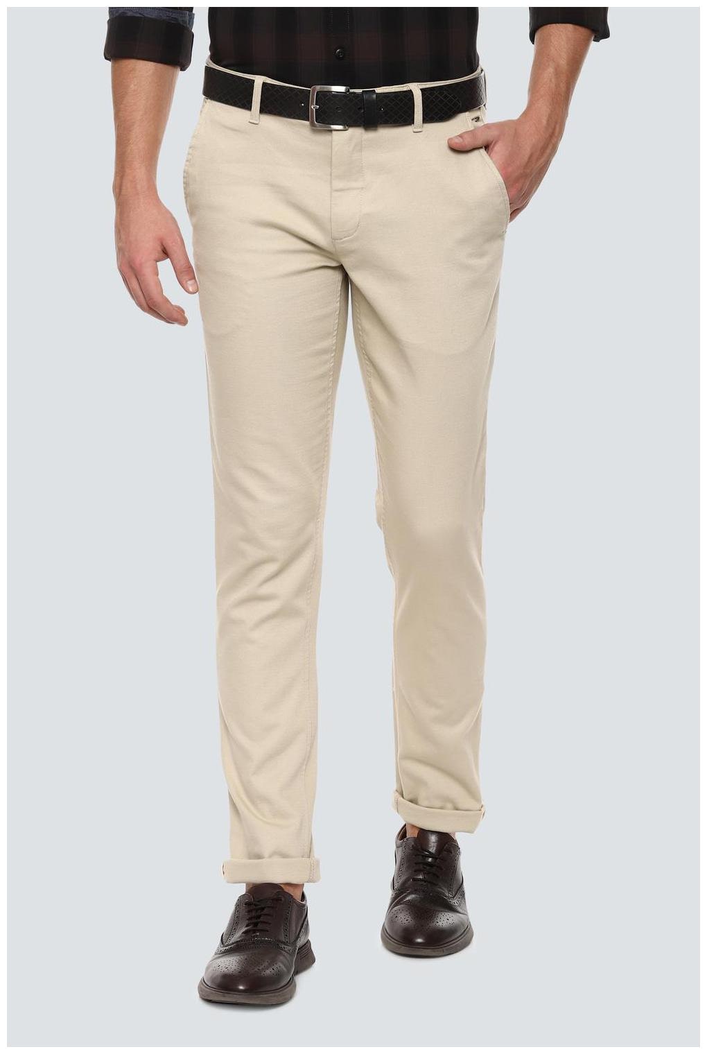 

Louis Philippe Men Beige Textured Slim fit Regular trousers