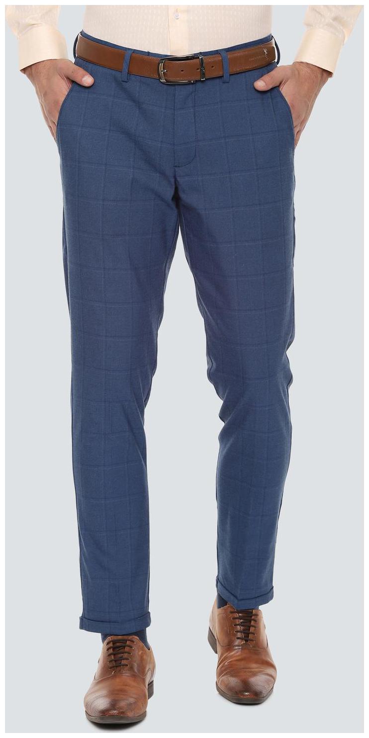 

Louis Philippe Men Checked Slim Fit Formal Trouser - Blue
