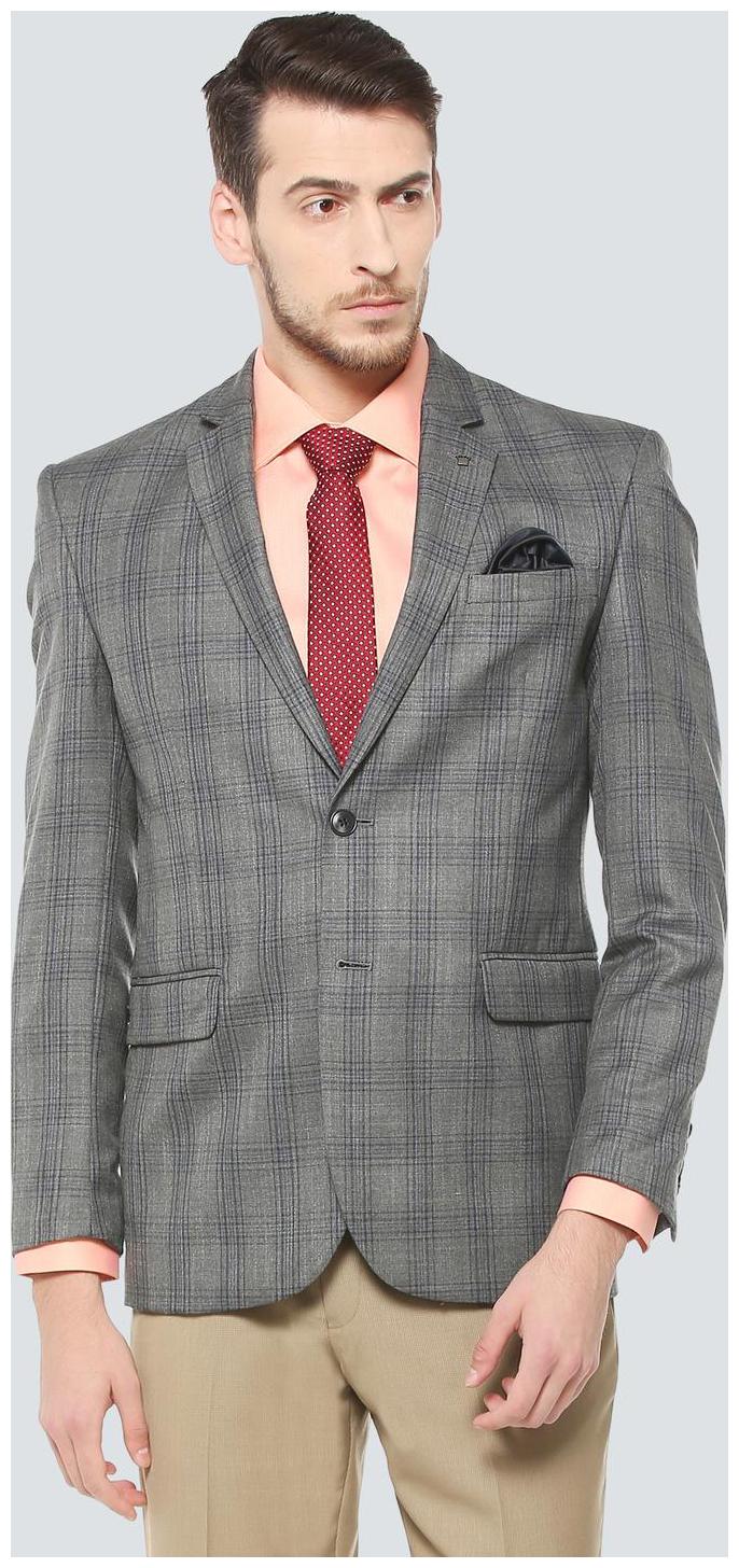 

Louis Philippe Men Grey Checked Slim fit Single Breasted Blazer