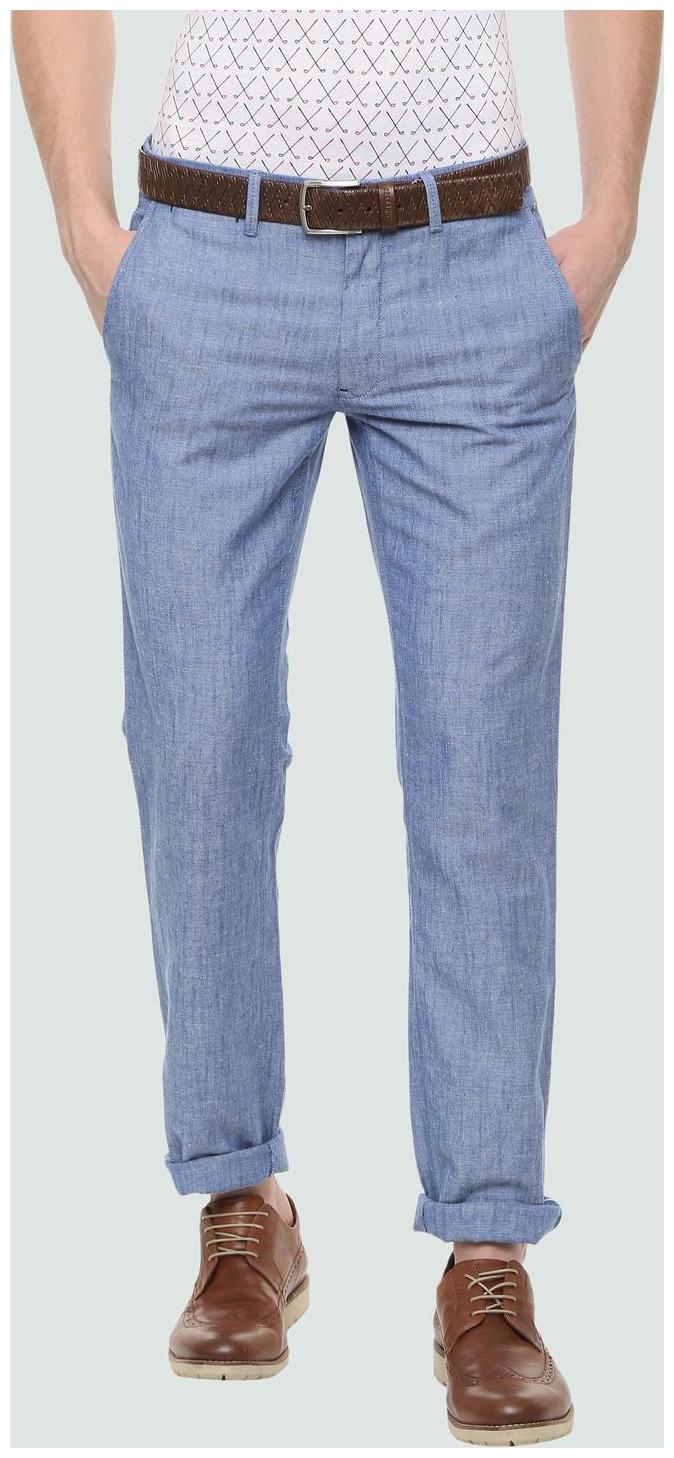 

Louis Philippe Men Blue Textured Slim fit Regular trousers