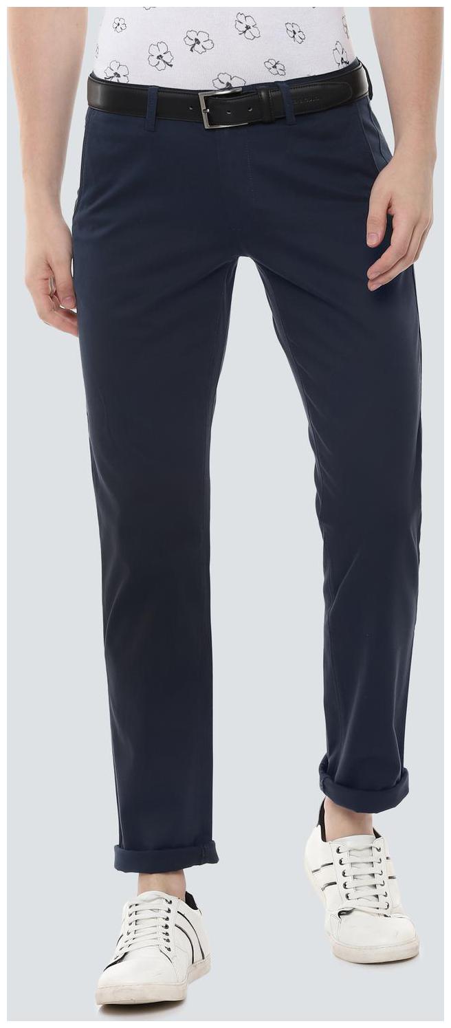

Louis Philippe Men Blue Textured Slim fit Regular trousers