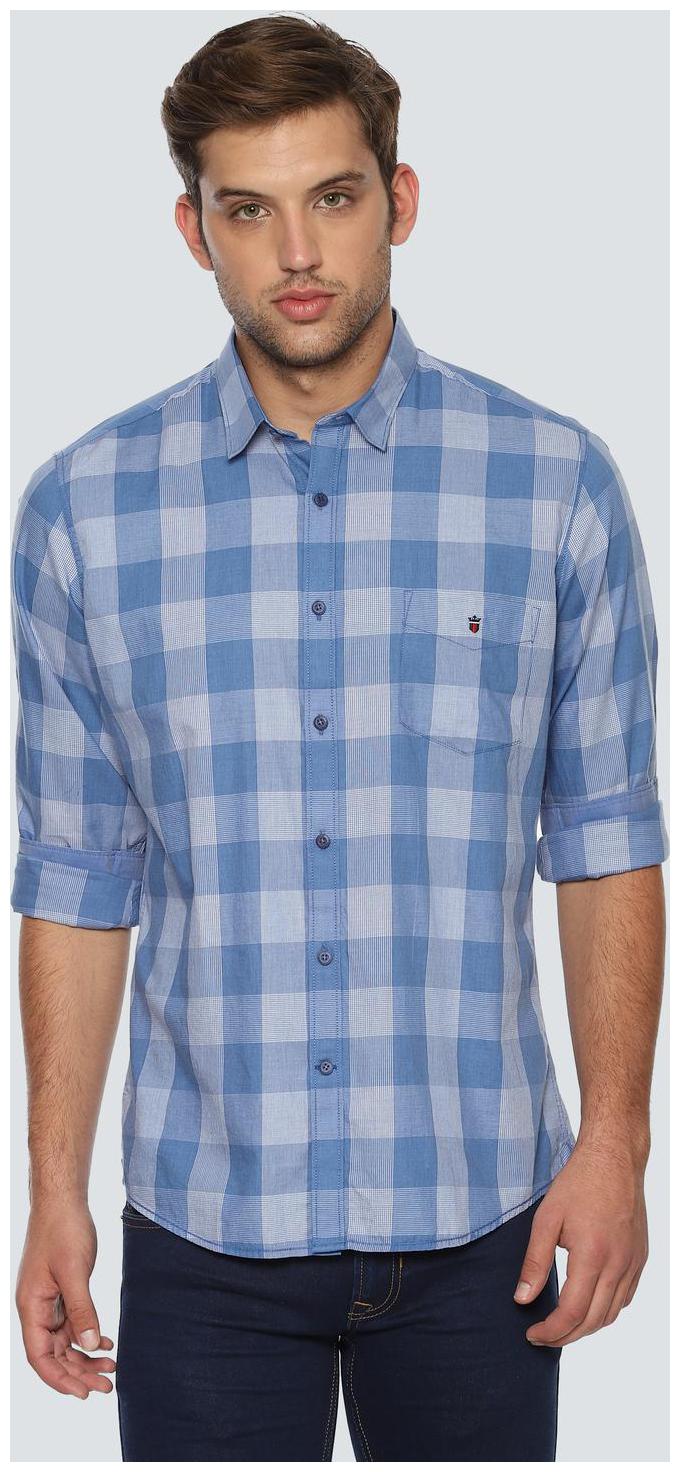 

Louis Philippe Men Blue Checked Slim Fit Casual Shirt