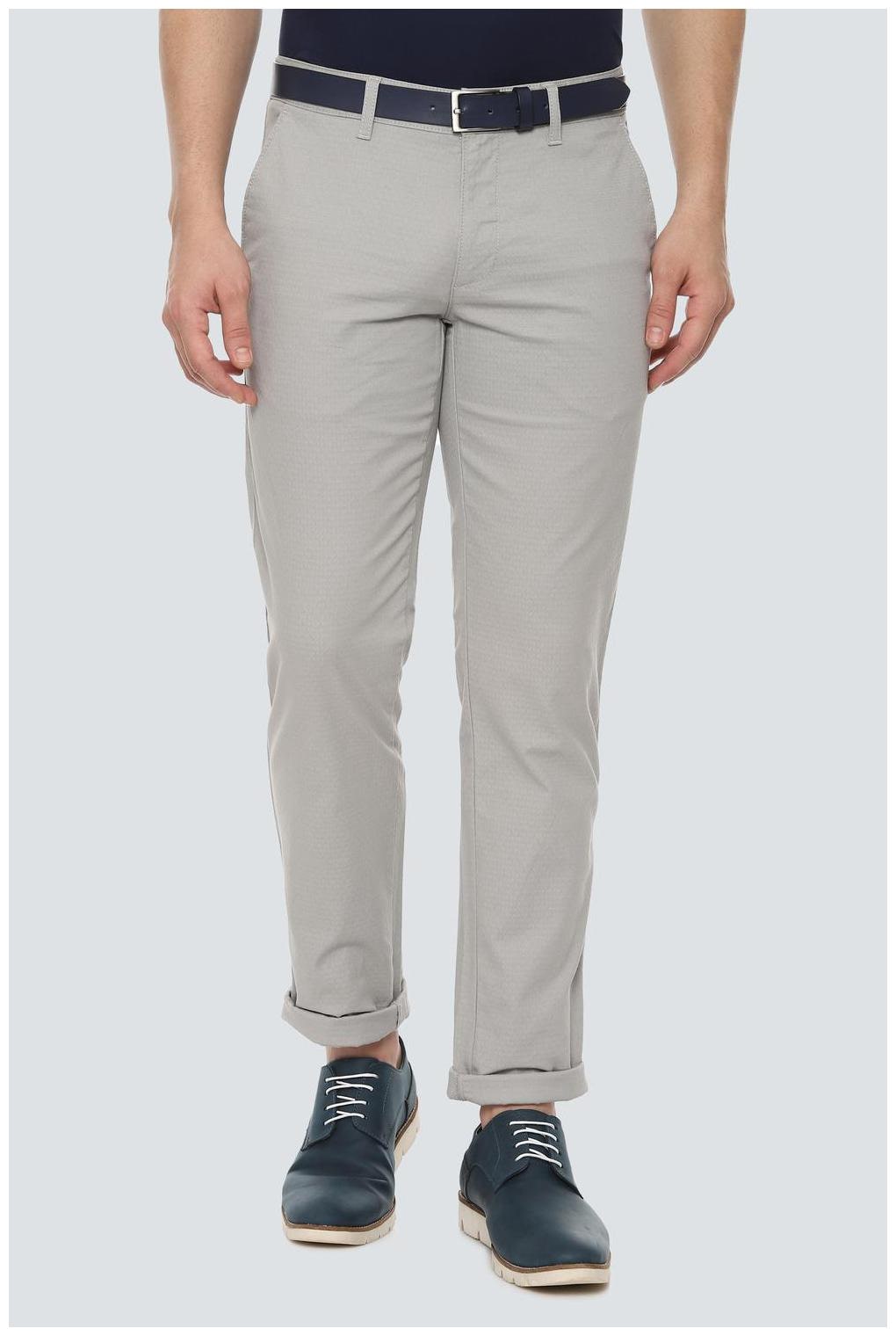 

Louis Philippe Men Grey Textured Slim fit Regular trousers