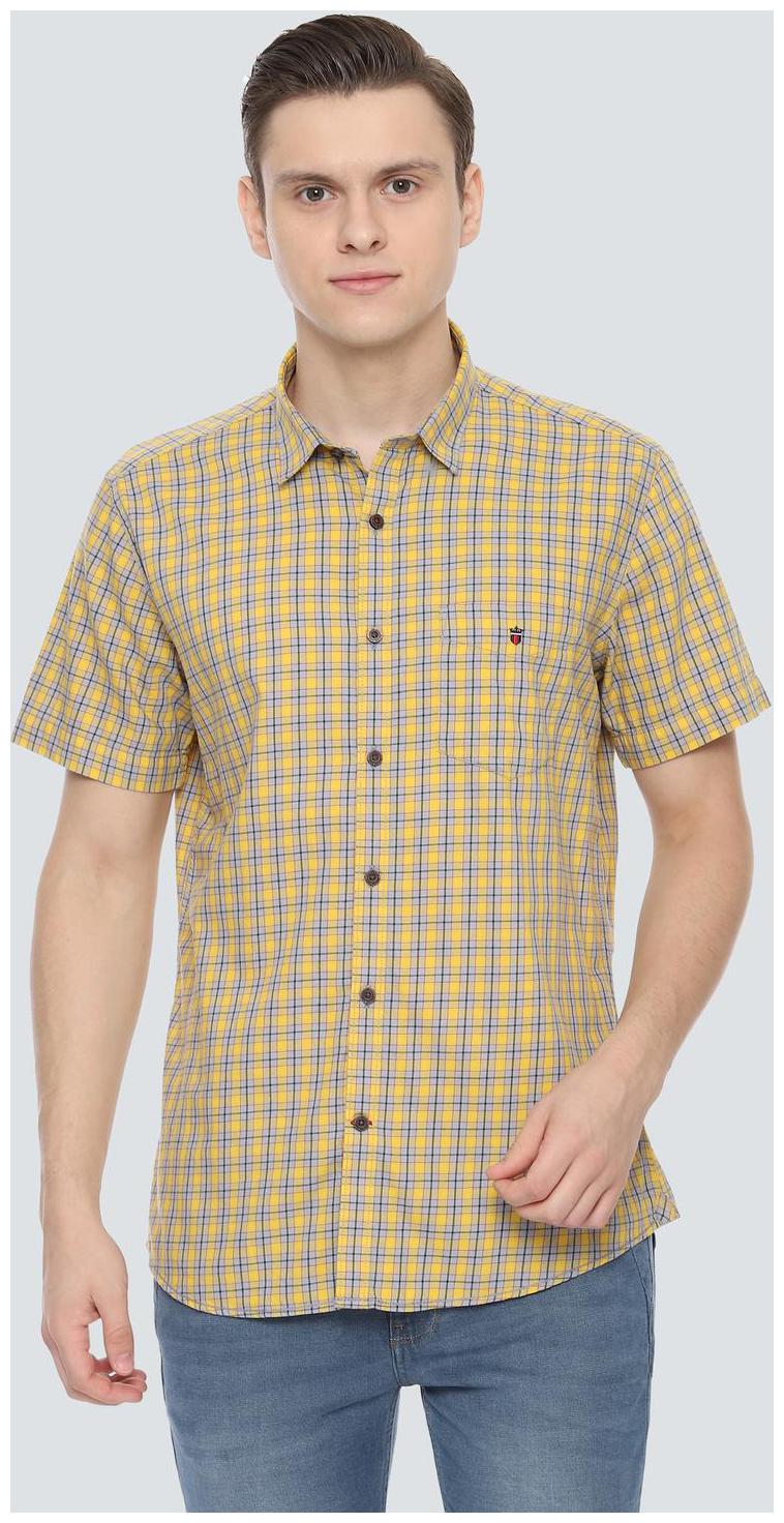 

Louis Philippe Men Yellow Checked Slim Fit Casual Shirt