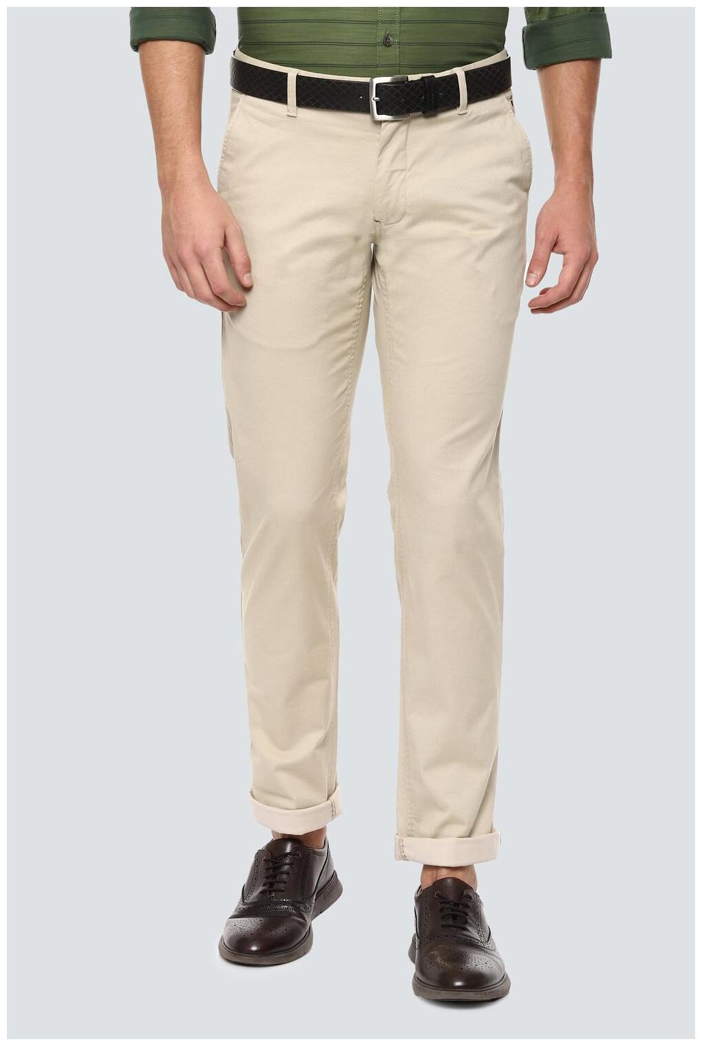 

Louis Philippe Men Beige Textured Slim fit Regular trousers